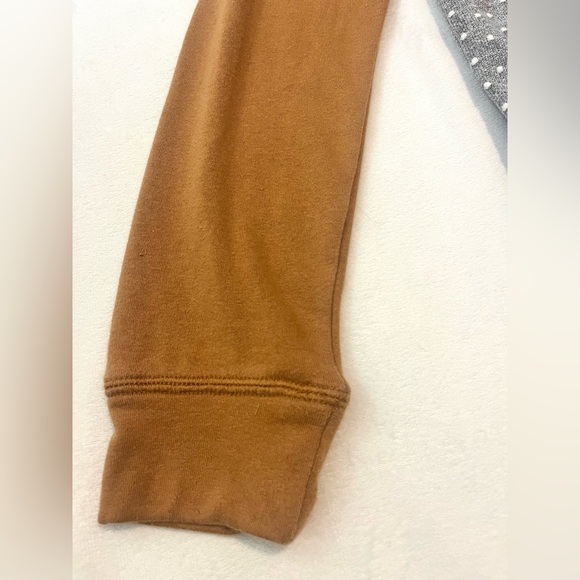 Maurices Gray and White Polka Dot Top w Brown Sleeves Cowl Neck Sweatshirt XS - Picture 4 of 16